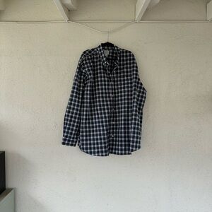 Men's Navy and White Checkered Shirt